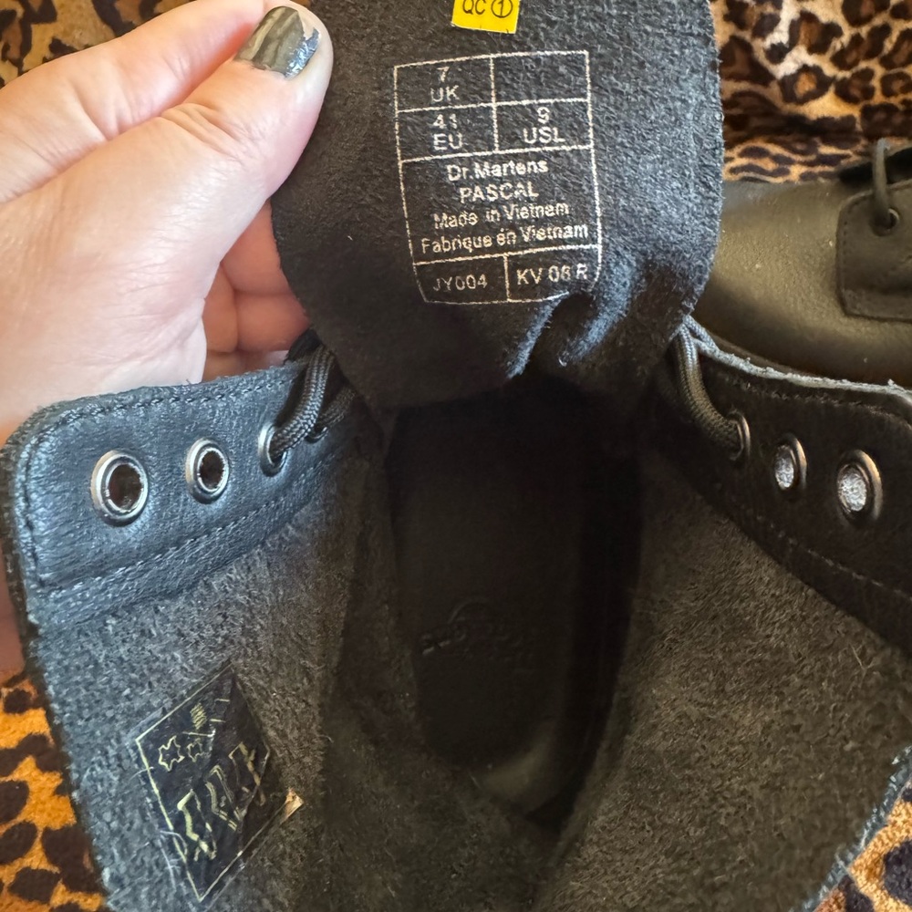 Dr. Martens Black Leather Combat Boots with Yellow Stitching - Picture 4 of 6